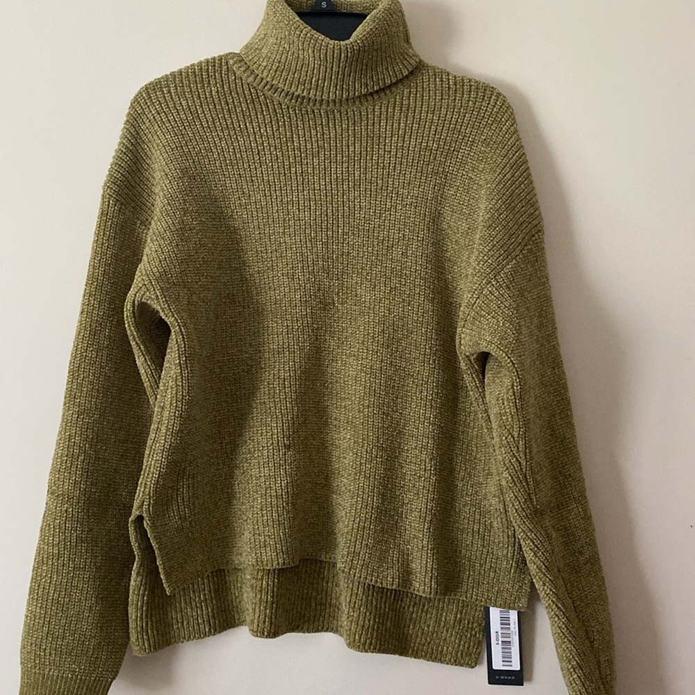 S DEER Women's Turtleneck Sweater Pullover green large oversized cozy chenille